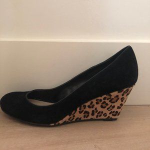 FRANKIE SAROTO WEDGE PUMP Black/Tan Leopard